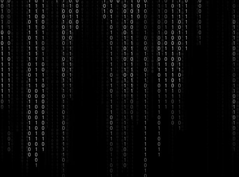 Binary code in digital space. 1s and 0s on black background