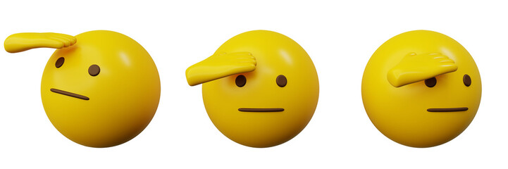 Fototapeta premium 3d emoticon salute emoji or yellow ball emoticon creative user interface web design symbol