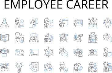 Employee career line icons collection. Business venture, Professional journey, Work path, Work destiny, Job expedition, Career exploration, Work vocation vector and linear illustration. Professional