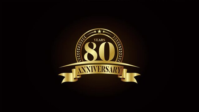 Elegance 80th Anniversary Golden Emblem Shimmering Celebration Moment Anniversary Icon Video Clip
