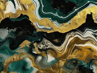 3D Wallpaper with Resin Geode, Abstract Art, and Watercolor Geode Painting - AI Generated