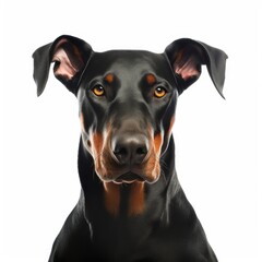 Portraits of a Doberman Dog Head Isolated on White - AI Generated