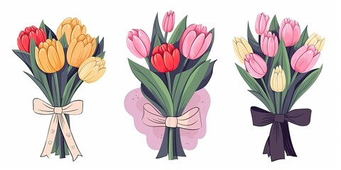 Three Bouquets of Tulips for Mother's Day - AI Generated