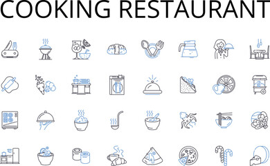 Fototapeta premium Cooking restaurant line icons collection. Culinary business, Food establishment, Gastronomic enterprise, Dining establishment, Eating house, Kitchen business, Chef's joint vector and linear