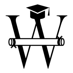 Letter W svg initial for graduation