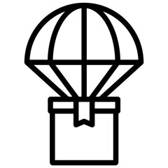 parachute icon illustration design with outline