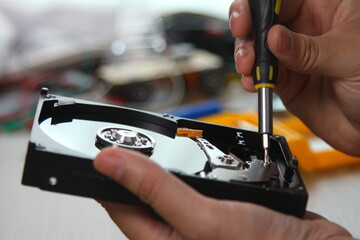 Opened hard drive repair, isolated