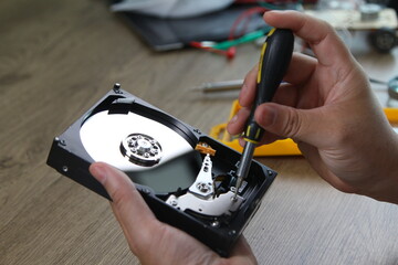 Opened hard drive repair, isolated