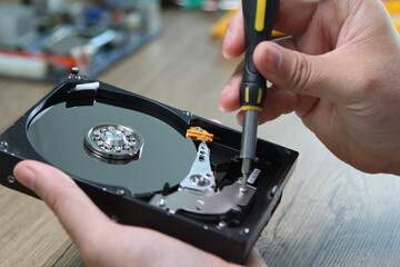 Opened hard drive repair, isolated