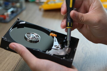 Opened hard drive repair, isolated