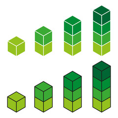 Fototapeta premium Green cubes stacked artfully. Clean, modern design with sharp angles. Captivating 3D graphic. Vector illustration. 