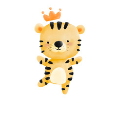 Cute tiger cartoon character element for children and print design.