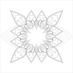 Coloring page for adult with decorative flowers in monochrome isolated on white background