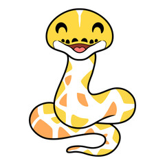 Cute amelanistic reticulated python cartoon