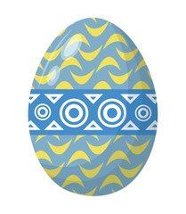 Easter egg with different pattern, ornament and sticker. Flat style icon for Easter celebration.