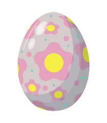 Easter egg with different pattern, ornament and sticker. Flat style icon for Easter celebration.