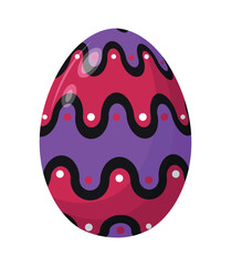 Easter egg with different pattern, ornament and sticker. Flat style icon for Easter celebration.