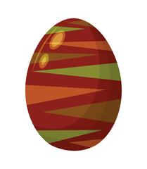 Easter egg with different pattern, ornament and sticker. Flat style icon for Easter celebration.