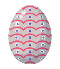 Easter egg with different pattern, ornament and sticker. Flat style icon for Easter celebration.