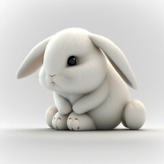 Fototapeta na wymiar Illustrations of white rabbit 3d cartoon