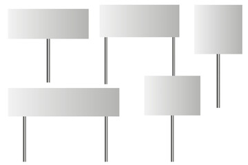 Empty white road signs. Sign board promotion. Vector illustration. 