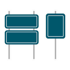 sign Road are empty. Mark location. Road signs are empty different shapes. Signposts on poles. Vector illustration. 