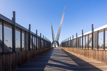 Unique design of the Skydance Bridge in Oklahoma City, Oklahoma