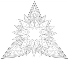 Hand Drawn Flowers for Adult Anti Stress of coloring page in Monochrome  Isolated on White Background.-vector