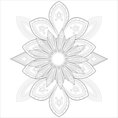Hand Drawn Flowers for Adult Anti Stress of coloring page in Monochrome  Isolated on White Background.-vector
