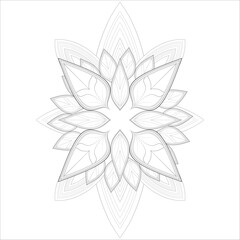 Hand Drawn Flowers for Adult Anti Stress of coloring page in Monochrome  Isolated on White Background.-vector