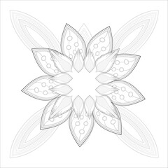 Hand Drawn Flowers for Adult Anti Stress of coloring page in Monochrome  Isolated on White Background.-vector