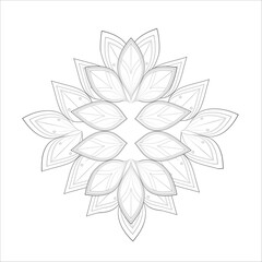 Hand Drawn Flowers for Adult Anti Stress of coloring page in Monochrome  Isolated on White Background.-vector