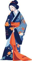 illustration of portrait japanese geisha in kimono dress, japan woman in traditional clothes. vector illustration on  isolated background
 - obrazy, fototapety, plakaty