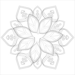 Hand Drawn Flowers for Adult Anti Stress of coloring page in Monochrome  Isolated on White Background.-vector