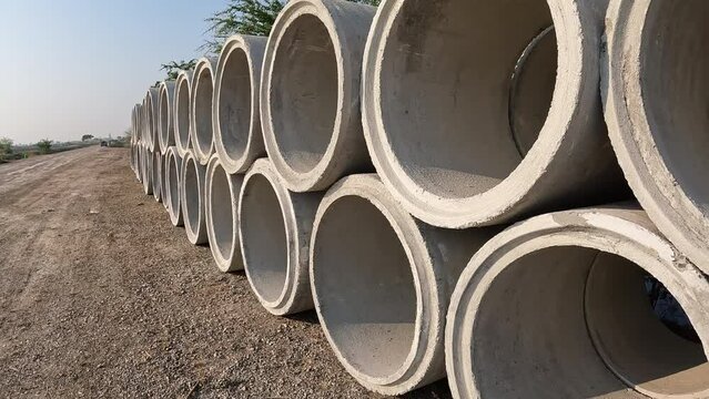 Group of concrete pipe in construction site
