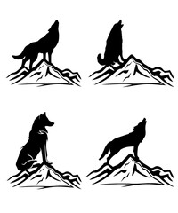 Wolves silhouettes design wolves vector illustration design
