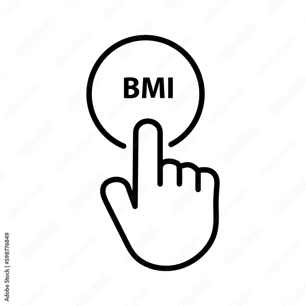 Poster hand presses the button of bmi vector illustration on white background..eps