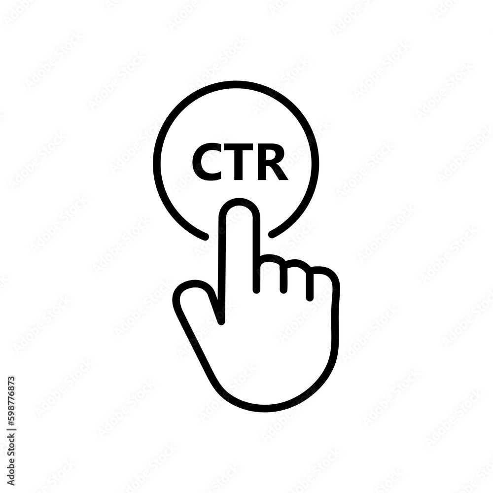 Poster hand presses the button of ctr vector icon illustration on white background..eps