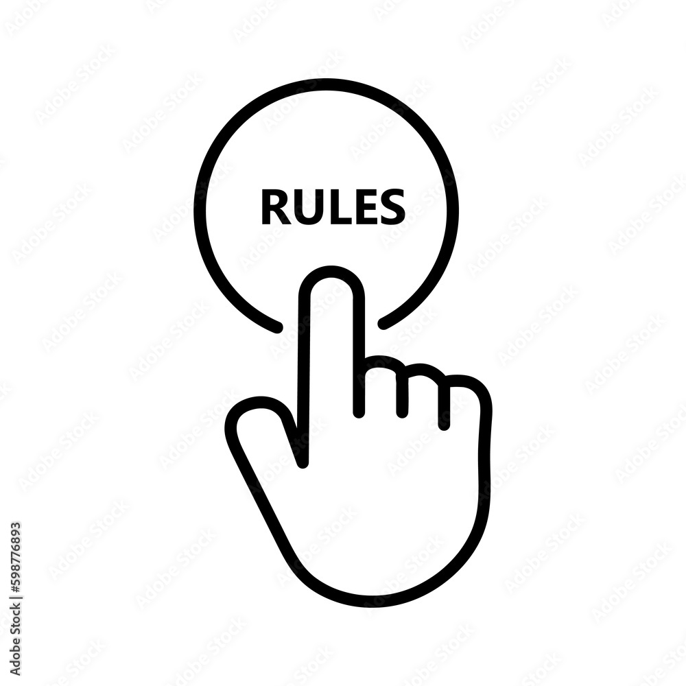Aufkleber hand presses the button of rules vector icon illustration on white background..eps