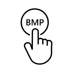 Hand presses the button of bmp Vector illustration on white background..eps