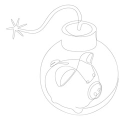 One continuous line of Piggy Bank and bomb. Thin Line Illustration vector concept. Contour Drawing Creative ideas.