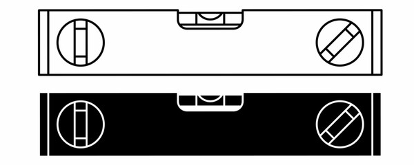 outline silhouette spirit level icon set isolated on white background