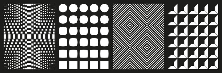 Brutalist abstract geometric shapes background template. Brutal contemporary geometrical figure. Modern minimal monochrome print swiss design aesthetic. Vector illustration set