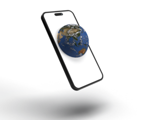 Earth world planet global map smartphone mobile technology electric communication network save earth global protection business green energy power natural concept recycle resource industry growing 