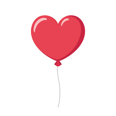 Obraz na płótnie Canvas Single cute pink flying heart shape balloon graphic flat design illustration for Valentine day, Mother's day, Women's Day interface app icon ui ux banner web isolated on white background