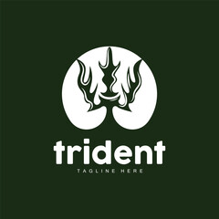 Trident Logo, Elegant Simple Minimalist Design, Zeus God Weapon Vector, Templete Illustration Symbol Icon