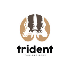 Trident Logo, Elegant Simple Minimalist Design, Zeus God Weapon Vector, Templete Illustration Symbol Icon