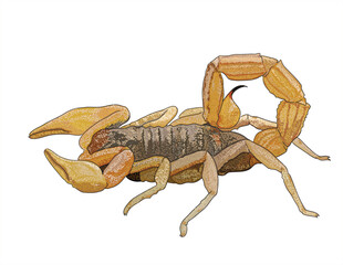 Drawing Yellow ground scorpion, poisoneus, danger, art.illustration, vector