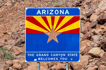 Arizona state border welcome sign