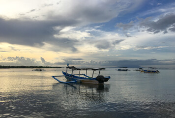 Some traditional fishing boats on pemuteran beach, Blai, Indonesia.